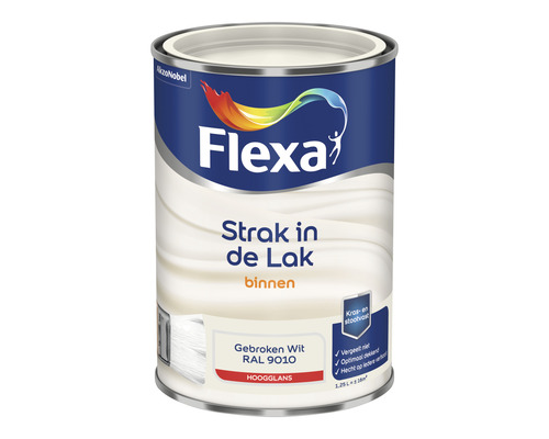 FLEXA Strak in de lak binnenlak hoogglans RAL 9010 1,25 l Flexa binnenlak Gebroken Wit RAL 9010 lakblik