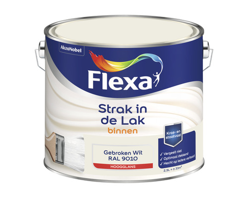 FLEXA Strak in de lak binnenlak hoogglans RAL 9010 2,5 l