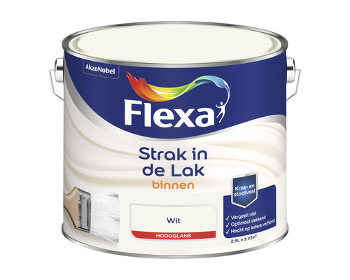 FLEXA Strak in de lak binnenlak hoogglans wit 2,5 l Flexa Strak in de Lak binnenlak wit hoogglans in verfemmer