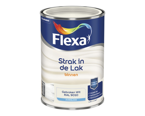 FLEXA Strak in de lak binnenlak zijdeglans RAL 9010 1,25 l Flexa lakverf voor binnen in Gebroken Wit RAL 9010