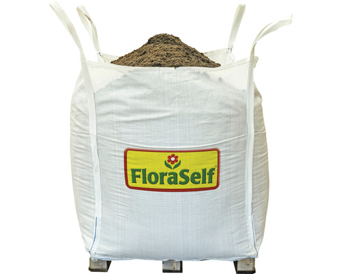 FLORASELF Bigbag potgrond 1 m3 Big Bag potgrond van FloraSelf op een pallet