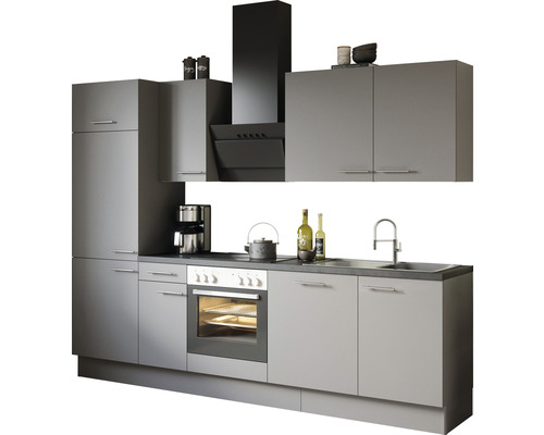 Complete keuken met hangkasten, afzuigkap, gootsteen, fornuis en oven