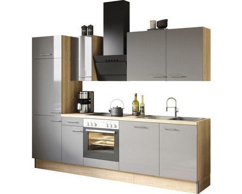 OPTIFIT Keukenblok met apparatuur Jonte984 antraciet mat 270x60 cm Complete keuken met kasten, spoelbak, fornuis en afzuigkap