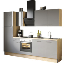 Complete keuken met spoelbak, fornuis, afzuigkap en koelkast