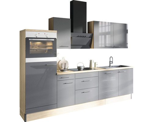 OPTIFIT Keukenblok met apparatuur Jonte984 antraciet mat 270x60 cm Moderne keuken met inbouwoven, afzuigkap en spoelbak