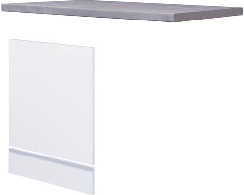 FLEX WELL Vaatwasserpaneel inclusief plint en werkblad Varo wit 110x60x86 cm Keukenwerkblad van steen en keukenkastfront van hout