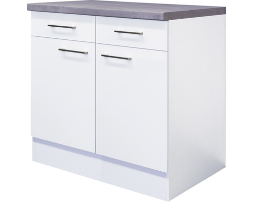 FLEX WELL Onderkast met schuiflade en draaideur Varo wit 80x60x86 cm Onderkast met twee laden, twee deuren en een werkblad