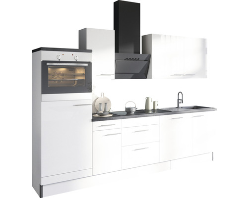 OPTIFIT Keukenblok met apparatuur Rurik986 wit mat 270x60 cm Keuken met spoelbak, oven en afzuigkap
