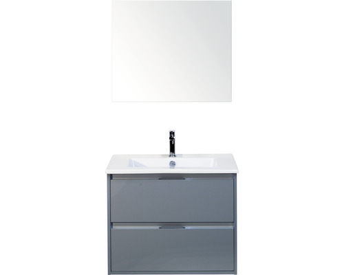 SANOX Badkamermeubelset Porto met spiegel en wastafel 71 cm ice green Wastafelmeubel met spiegel voor wandmontage met twee laden