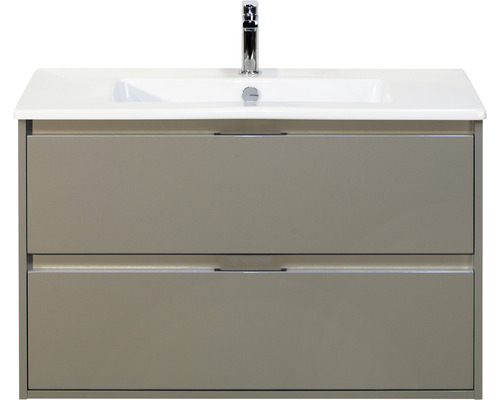 SANOX Badkamermeubelset Porto met wastafel 91 cm cubanit grey Wastafelonderkast met twee laden, wastafel en kraan