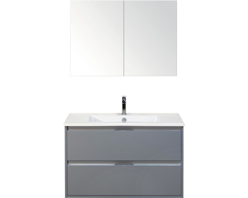 SANOX Badkamermeubelset Porto met spiegelkast en wastafel 91 cm ice green Badkamermeubelset met wastafel, onderkast en spiegelkast