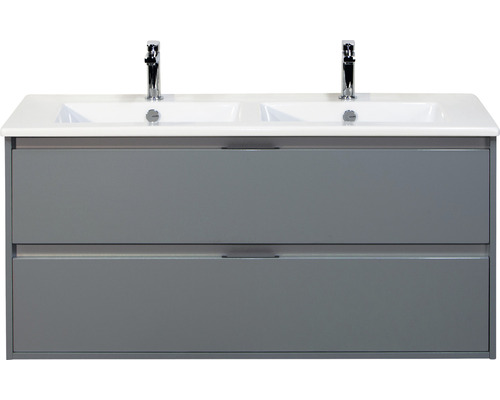 SANOX Badkamermeubelset Porto met dubbele keramische wastafel 121 cm ice green Wastafelonderkast met twee wastafels en twee lades