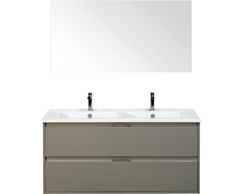 SANOX Badkamermeubelset Porto met spiegel en dubbele keramische wastafel 121 cm cubanit grey SANOX Badkamermeubelset Porto met spiegel en dubbele keramische wastafel 121 cm cubanit grey
