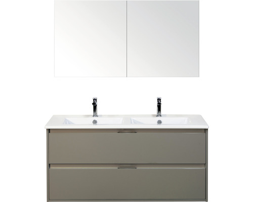 SANOX Badkamermeubelset Porto met spiegelkast en dubbele keramische wastafel 121 cm cubanit grey SANOX Badkamermeubelset Porto met spiegelkast en dubbele keramische wastafel 121 cm cubanit grey