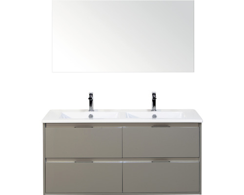 SANOX Badkamermeubelset Porto met spiegel en dubbele keramische wastafel 121 cm cubanit grey SANOX Badkamermeubelset Porto met spiegel en dubbele keramische wastafel 121 cm cubanit grey