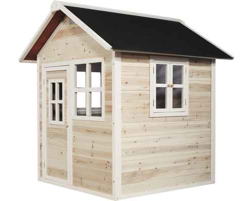 Houten speelhuis met deur en ramen