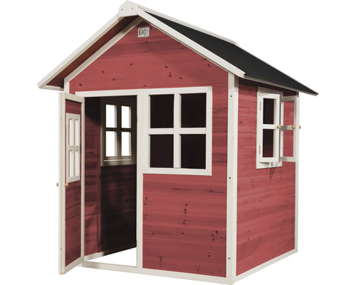 Houten speelhuis met deur en ramen