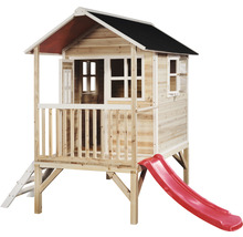 Houten speelhuis met glijbaan en trap voor kinderen