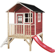 Houten speelhuis met glijbaan en ladder voor de tuin