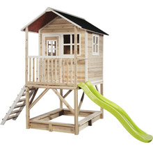 Houten speelhuis met glijbaan en zandbak voor de tuin