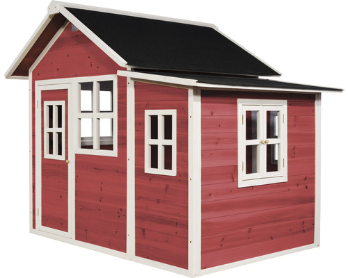 Houten speelhuis met deur, ramen en dak