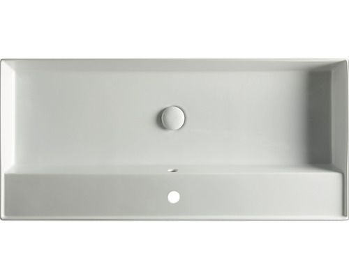 Rechthoekige opzetwastafel van sanitair keramiek met overloop