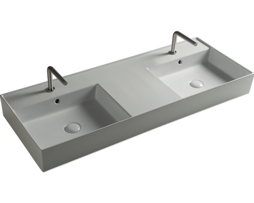 Dubbele wastafel met twee kranen
