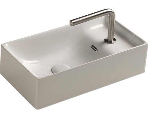Rechthoekige keramische opzetwastafel met kraan