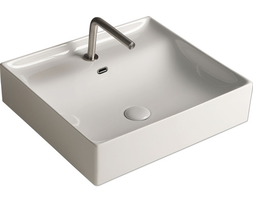 Vierkante keramische opzetwastafel met kraan