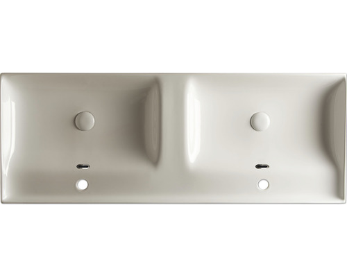 Dubbele wastafel van keramiek met twee waskommen