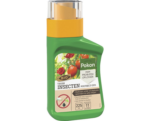 Pokon Polysect GYO insectenmiddel tegen bladluizen, schildluizen, spintmijten en witte vliegen voor binnen en buiten in een groene fles