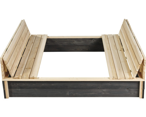 Houten zandbak met opklapbare banken