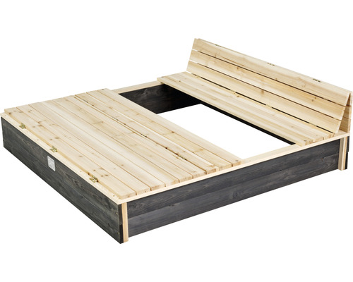 Houten zandbak met deksel en rugleuning