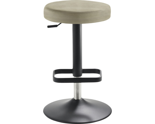 In hoogte verstelbare barkruk met voetsteun en ronde zitting