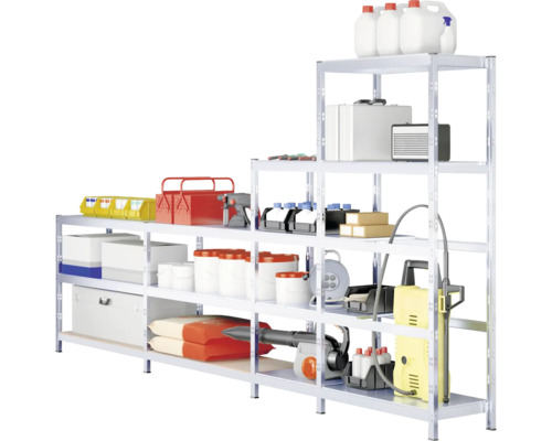 Rek systeem met gereedschap en diverse containers