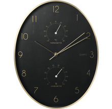Wandklok met thermometer en hygrometer zwart 34,5x27 cm