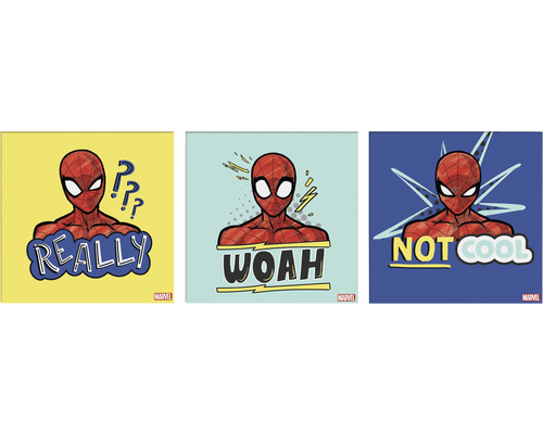 MARVEL Schilderij canvas Spider-Man badges 30x30 cm set van 3