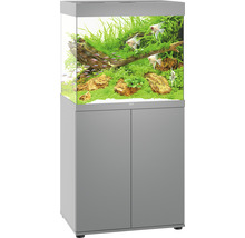 Grijs aquarium met onderkast, beplant en met vissen