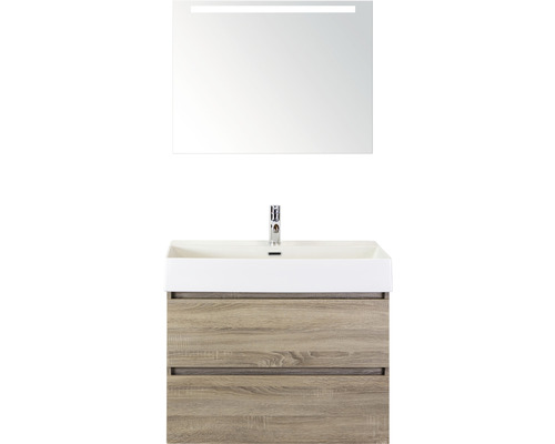 Badkamermeubelset Maxx XL 80 cm incl. spiegel met verlichting grijs eiken