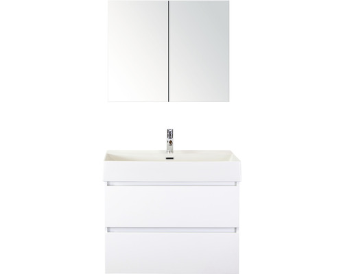Badkamermeubelset Maxx XL 80 cm incl. spiegelkast dubbelzijdig gespiegeld wit hoogglans