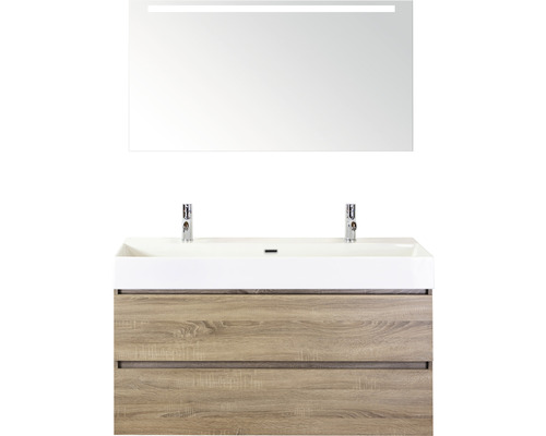 Badkamermeubelset Maxx XL 120 cm 2 kraangaten incl. spiegel met verlichting grijs eiken