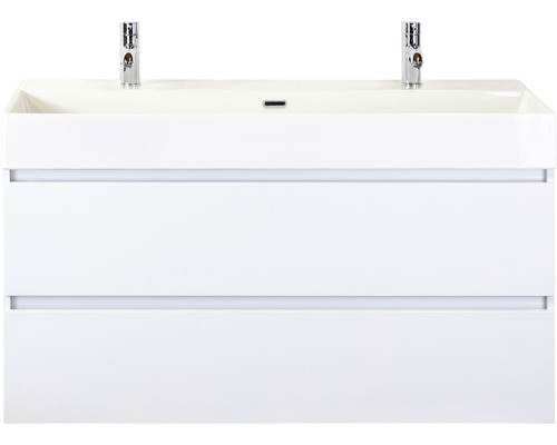 Badkamermeubel Maxx XL 120 cm 2 kraangaten wit hoogglans