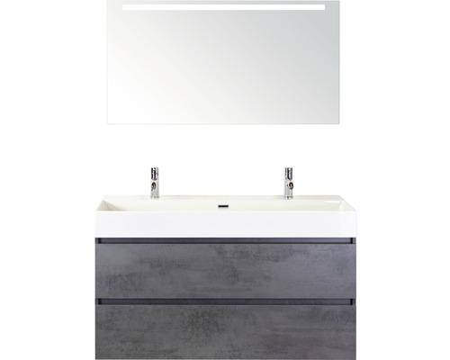 Badkamermeubelset Maxx XL 120 cm 2 kraangaten incl. spiegel met verlichting beton antraciet