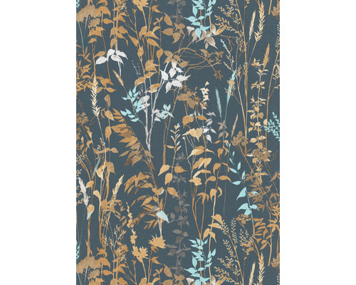 ERISMANN Vliesbehang 10258-08 Casual Chic planten blauw Behang met plantenpatroon