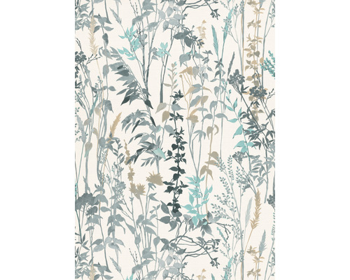 ERISMANN Vliesbehang 10258-18 Casual Chic planten wit/turquoise Behang met plantenmotief