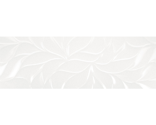 Wandtegel Snow wit 30x90 cm gerectificeerd Decoratieve tegel met bladerpatroon