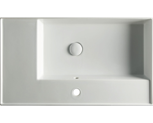 Wastafel van sanitair keramiek met afvoergarnituur