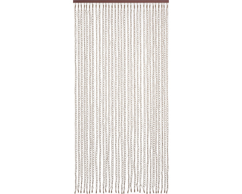 Kettinkjesgordijn met bruine ophangrail