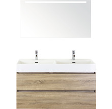 Wastafelcombinatie met spiegel en twee wastafels
