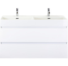 SANOX Badkamermeubelset greeploos Maxx XL met dubbele wastafel met twee kraangaten 121 cm wit